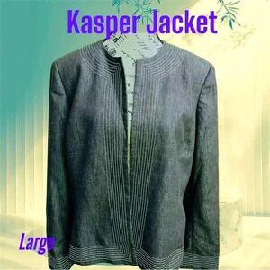 Kasper Jacket Heather Gray With Beige Stitching-Size 14